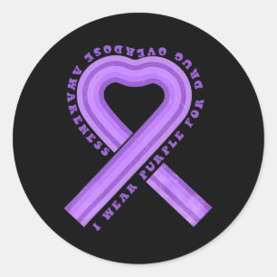 Wear Purple For Drug Overdose Awareness Ribbon Ret Classic Round Sticker