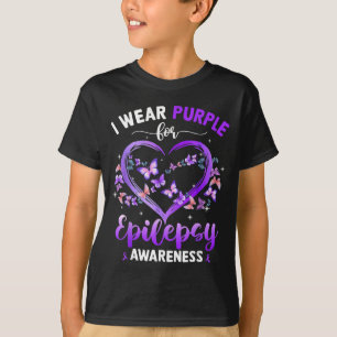 Wear purple for epilepsy awareness month heart T-Shirt