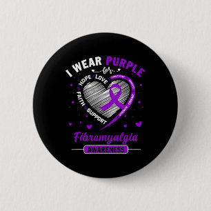 Wear Purple For Fibromyalgia Awareness Ribbon 1 2 Inch Round Button