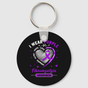 Wear Purple For Fibromyalgia Awareness Ribbon 1 Keychain