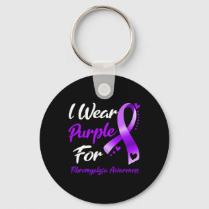 Wear Purple For Fibromyalgia Awareness Ribbon Keychain