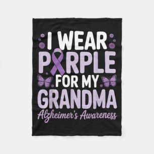 Wear purple for grandma dementia alzheimers fleece blanket