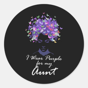Wear Purple For My Aunt Family Support Alzheimerhe Classic Round Sticker