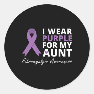Wear Purple For My Aunt Fibromyalgia Awareness  Classic Round Sticker