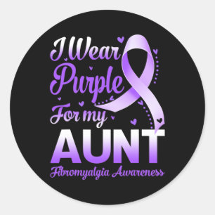 Wear Purple For My Aunt Fibromyalgia Awareness Rib Classic Round Sticker