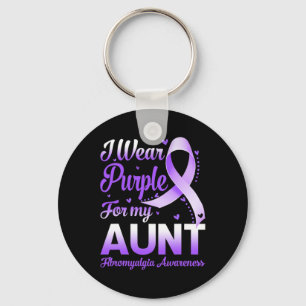 Wear Purple For My Aunt Fibromyalgia Awareness Rib Keychain