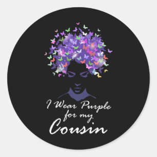 Wear Purple For My Cousin Support Alzheimerheimer Classic Round Sticker