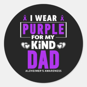 Wear Purple For My Dad Alzheimerheimer's Awareness Classic Round Sticker