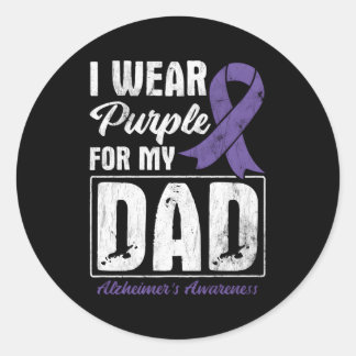 Wear Purple For My Dad Alzheimers Awareness Classic Round Sticker