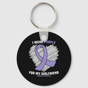 Wear Purple For My Girlfriend Fibromyalgia Awarene Keychain
