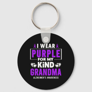 Wear Purple For My Grandma Alzheimerheimer's Aware Keychain
