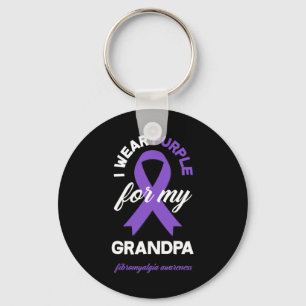 Wear Purple For My Grandpa Fibromyalgia Awareness Keychain