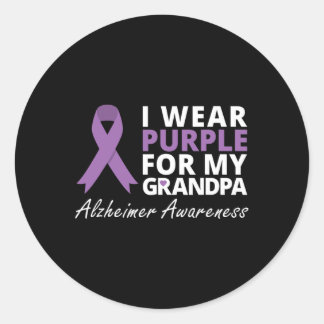 Wear Purple For My Grandpa Ribbon Family Love  Classic Round Sticker