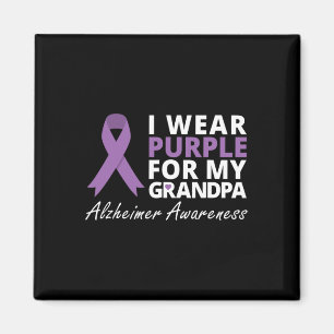 Wear Purple For My Grandpa Ribbon Family Love  Magnet