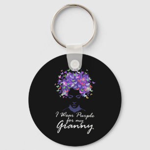 Wear Purple For My Granny Support Alzheimerheimer Keychain