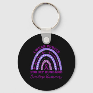Wear Purple For My Husband Overdose Awareness Rain Keychain