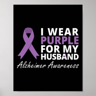 Wear Purple For My Husband Ribbon Family Love  Poster