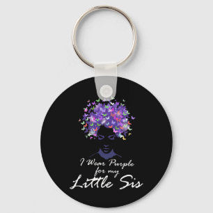 Wear Purple For My Little Sis Support Alzheimerhei Keychain