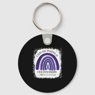 Wear Purple For My Mom Alzheimerheimer Bleached Ra Keychain