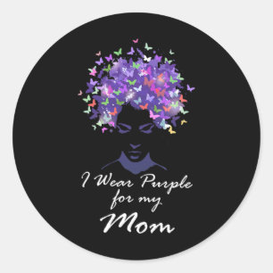 Wear Purple For My Mom Family Support Alzheimerhei Classic Round Sticker
