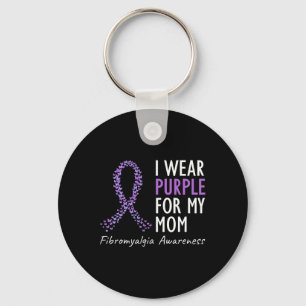 Wear Purple For My Mom Fibromyalgia Awareness Ribb Keychain
