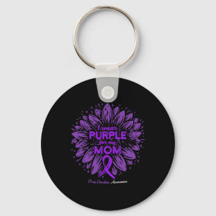 Wear Purple For My Mom Sunflower Drug Overdose Awa Keychain