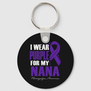 Wear Purple For My Nana Fibromyalgia Awareness Fea Keychain