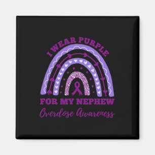 Wear Purple For My Nephew Overdose Awareness Rainb Magnet