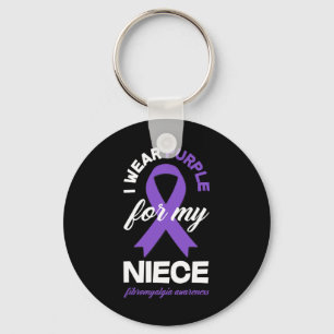 Wear Purple For My Niece Fibromyalgia Awareness 1  Keychain
