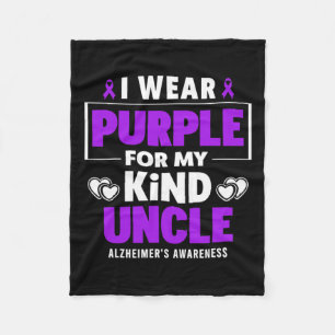 Wear Purple For My Uncle Alzheimerheimer's Awarene Fleece Blanket