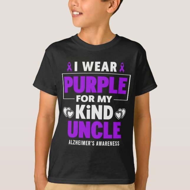 Wear Purple For My Uncle Alzheimerheimer's Awarene T-Shirt (Front)