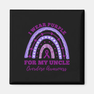 Wear Purple For My Uncle Overdose Awareness Rainbo Magnet