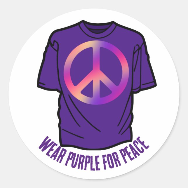Wear Purple for Peace Day Classic Round Sticker (Front)