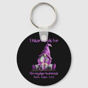 Wear Purple Gnomes Ribbon Fibromyalgia Awareness Keychain