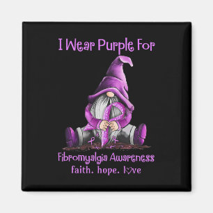 Wear Purple Gnomes Ribbon Fibromyalgia Awareness Magnet
