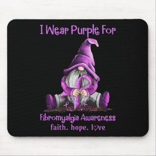 Wear Purple Gnomes Ribbon Fibromyalgia Awareness Mouse Pad