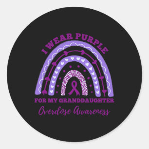 Wear Purple Granddaughter Overdose Awareness Rainb Classic Round Sticker