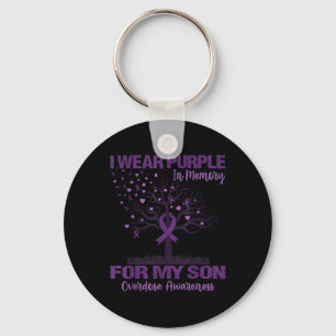 Wear Purple In Memory For My Son Overdose Awarenes Keychain