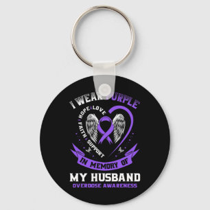 Wear Purple In Memory Of Husband Drug Overdose Awa Keychain