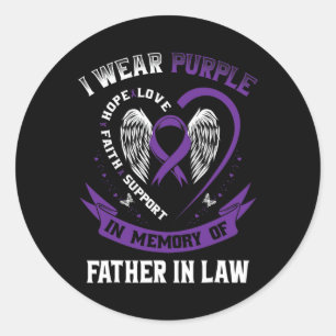 Wear Purple In Memory Of My Father In Law Pancreat Classic Round Sticker