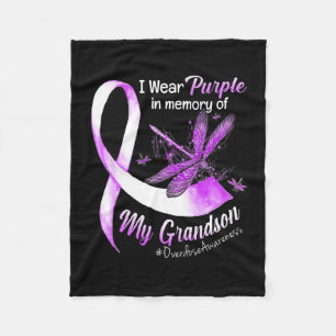 Wear Purple In Memory Of My Grandson Overdose Awar Fleece Blanket