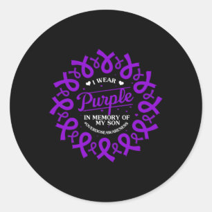 Wear Purple In Memory Of My Son Overdose Awareness Classic Round Sticker