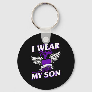 Wear Purple In Memory Of My Son Overdose Awareness Keychain