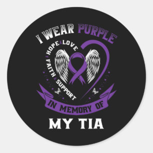 Wear Purple In Memory Of My Tia Pancreatic Cancer  Classic Round Sticker