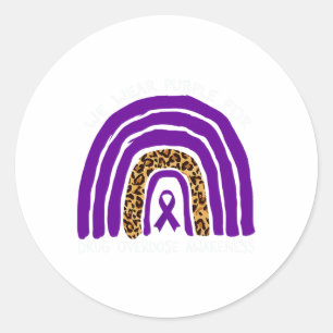 Wear Purple Rainbow For Drug Overdose Awareness Classic Round Sticker