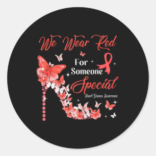 Wear Red Butterflies Heart Disease Awareness  Classic Round Sticker