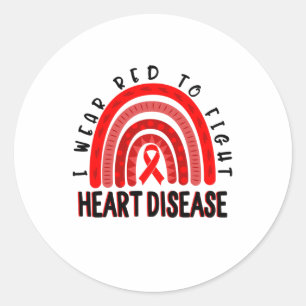 Wear Red Day Fight Heart Disease Awareness Ribbon  Classic Round Sticker
