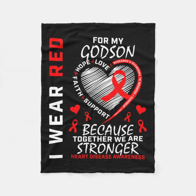 Wear Red For My Godson Heart Disease Awareness Rib Fleece Blanket (Front)