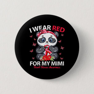 Wear Red For My Mimi Heart Disease Awareness Panda 2 Inch Round Button