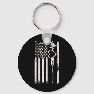 Wear Red In February Usa Flag For Heart Disease Aw Keychain